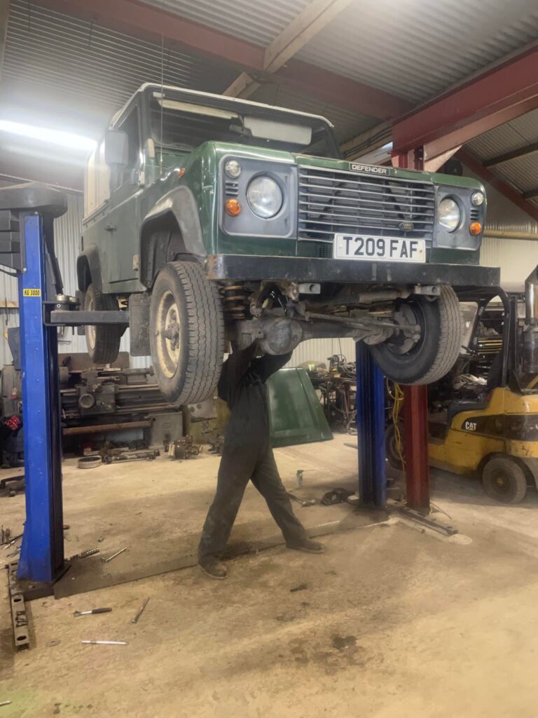 Land Rover having welding done